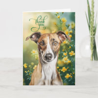 Greyhound Dog with Tiny Yellow Flowers