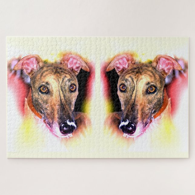 Greyhound dogs art jigsaw puzzle (Horizontal)
