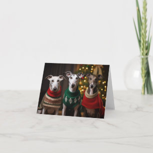 Greyhound Dogs Christmas Card