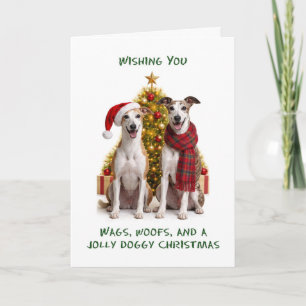 Greyhound Dogs Christmas Holiday Card