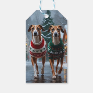 Greyhound Dogs Christmas Snow Holiday Gift Tags