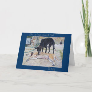 greyhound dogs scenic landscape realist art card