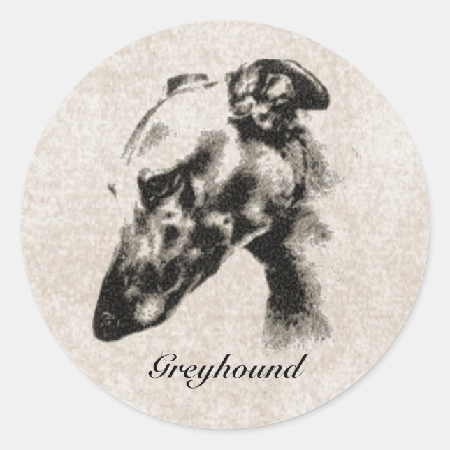 Greyhound Elegance Customizable Classic Round Sticker (Front)