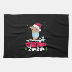 Greyhound Face Mask Dog Merry Christmas 2020 Funny Kitchen Towel
