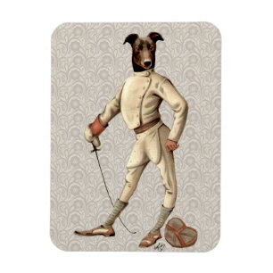 Greyhound Fencer in Cream Full 2 Magnet