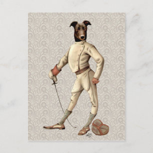 Greyhound Fencer in Cream Full 2 Postcard