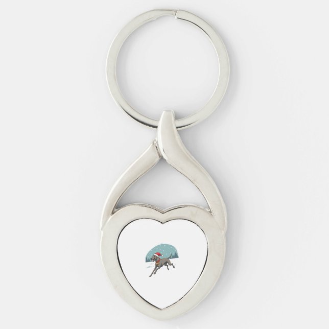 Greyhound Festive Sprint dog Keychain (Front)