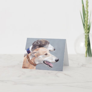 Greyhound Friends Dog Art Note Card