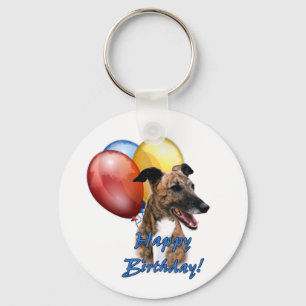 Greyhound Happy Birthday Balloons. Keychain