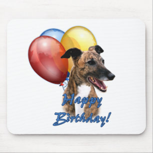 Greyhound Happy Birthday Balloons. Mouse Pad