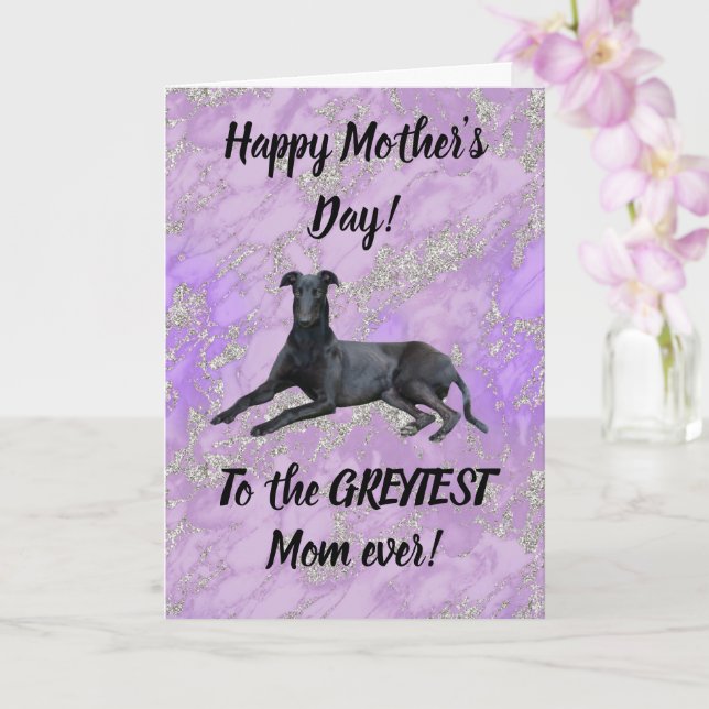 Greyhound Happy Mothers Day  Card (Orchid)