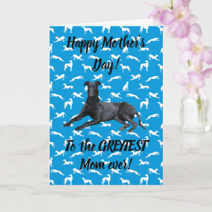 Greyhound Happy Mothers Day on Blue Silhouettes Card