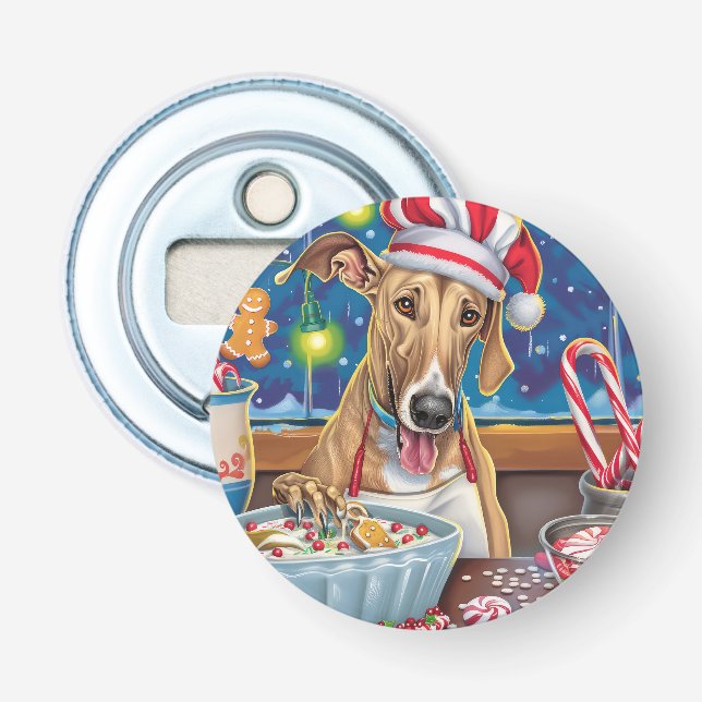 Greyhound Holiday Baking: Festive Christmas Bottle Opener (Front)