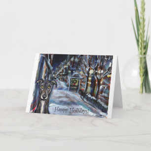 greyhound holiday card wintry scene