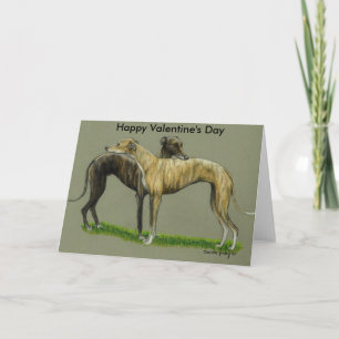 "Greyhound Hug" Happy Valentine's Day Card