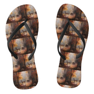 Greyhound in Autumn Leaves Fall Inspire Flip Flops