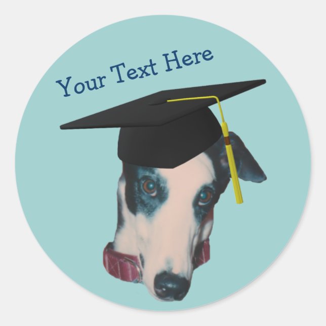 Greyhound In Graduation Cap Funny Dog Sticker (Front)