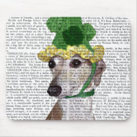 Greyhound in Green Knitted Hat 2