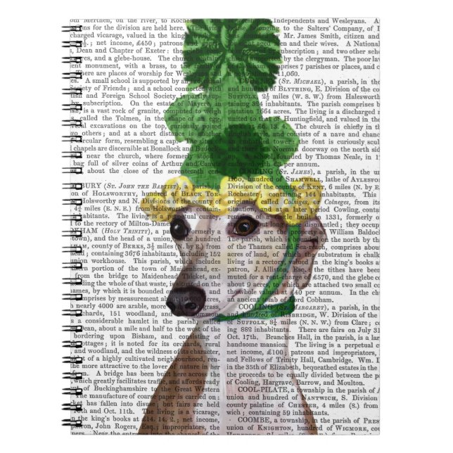 Greyhound in Green Knitted Hat 2 Notebook (Front)