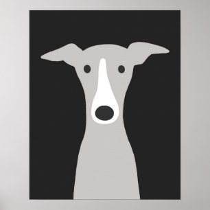 Greyhound  Italian Greyhound  Cute Whippet Dog  Poster