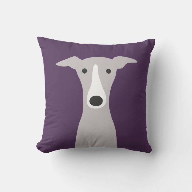Greyhound, Italian Greyhound or Whippet Dog Violet Throw Pillow (Front)