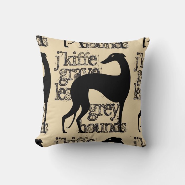 Greyhound Kiffé Throw Pillow (Front)