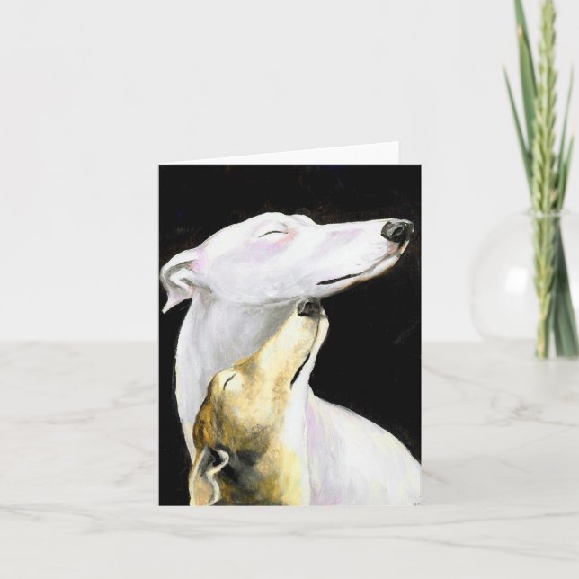 Greyhound Love Dog Art Note Card (Front)