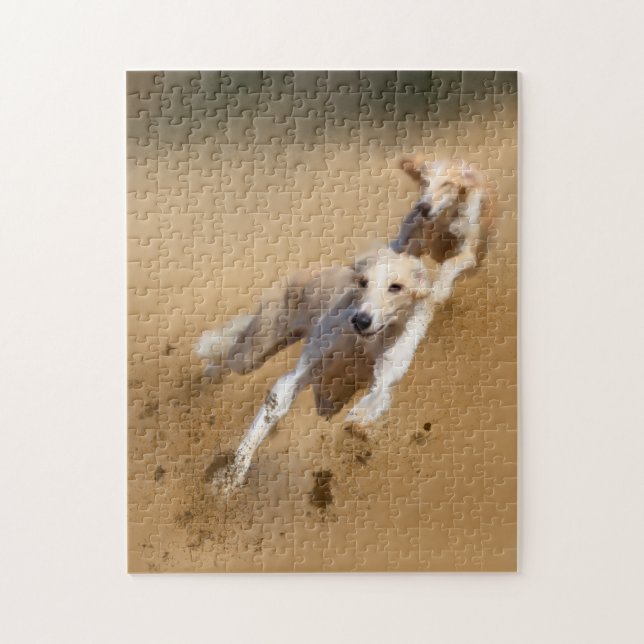 Greyhound Lurcher Chiens Peinture Puzzle (Vertical)