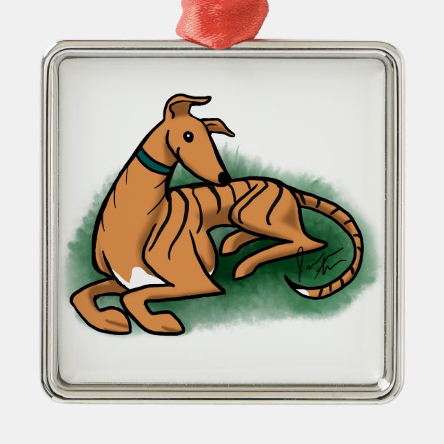 Greyhound Metal Ornament (Front)