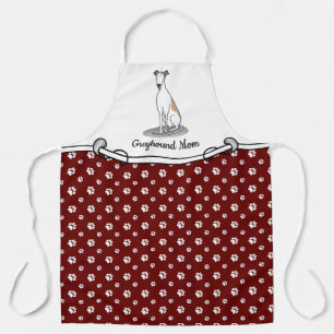 Greyhound Mom (fawn white) Cute Dog Mom Funny Apron