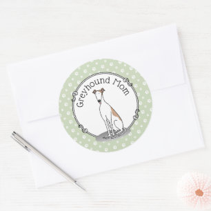 Greyhound Mom (fawn white) Cute Dog Mom Funny Classic Round Sticker