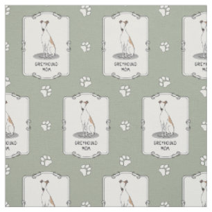 Greyhound Mom (fawn white) Cute Dog Mom Funny Fabric