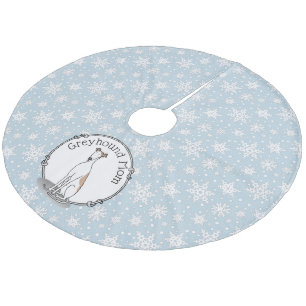 Greyhound Mom (fawn white) Cute Dog Mom Funny Fleece Tree Skirt