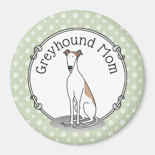 Greyhound Mom (fawn white) Cute Dog Mom Funny Magnet