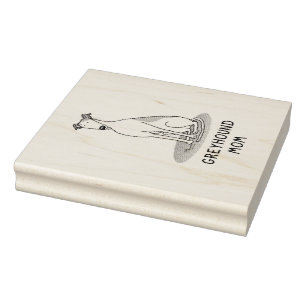 Greyhound Mom (fawn white) Cute Dog Mom Funny Rubber Stamp