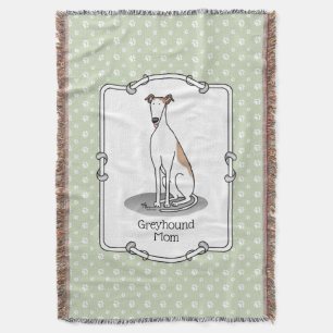 Greyhound Mom (fawn white) Cute Dog Mom Funny Throw Blanket