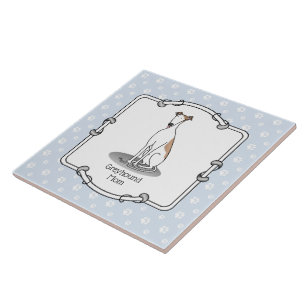 Greyhound Mom (fawn white) Cute Dog Mom Funny Tile