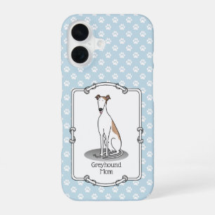 Greyhound Mom (fawn white) Cute Dog Mom iPhone 16 Case