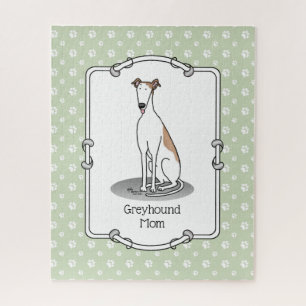 Greyhound Mom (fawn white) Cute Dog Mom Jigsaw Puzzle