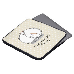 Greyhound Mom (fawn white) Cute Dog Mom Laptop Sleeve