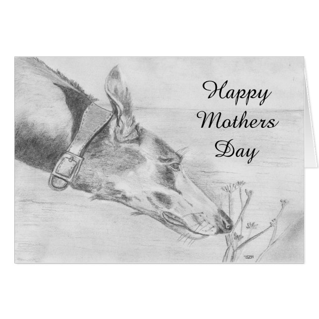 Greyhound Mothers Day card (a448) (Front Horizontal)