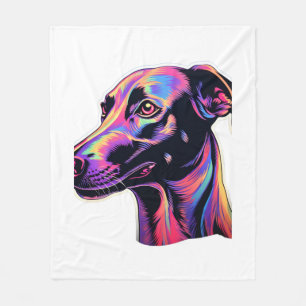 Greyhound Neon Design   Fleece Blanket
