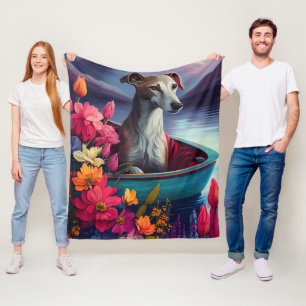 Greyhound on a Paddle: A Scenic Adventure Fleece Blanket