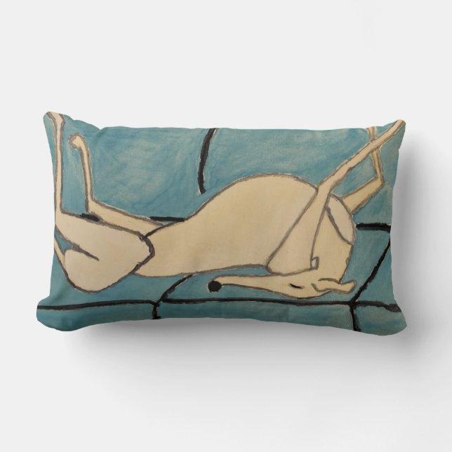 Greyhound on a sofa lumbar pillow (Front)