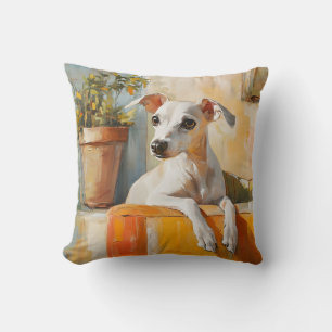 Greyhound on a sofa throw pillow