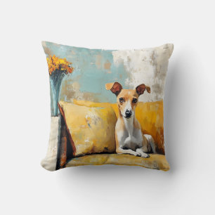 Greyhound on a sofa throw pillow