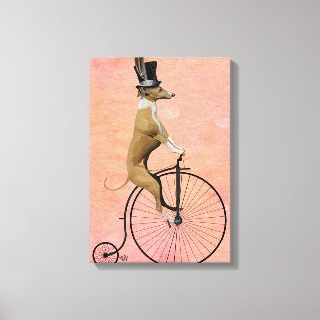 Greyhound on Black Penny Farthing Canvas Print (Front)