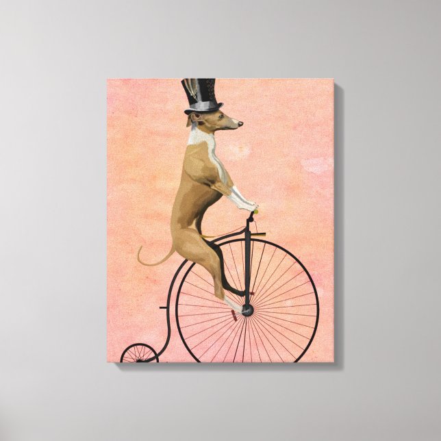Greyhound on Black Penny Farthing Canvas Print (Front)