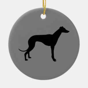 Greyhound on Grey Ceramic Ornament