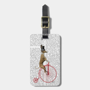 Greyhound on Red Penny Farthing Bike Luggage Tag